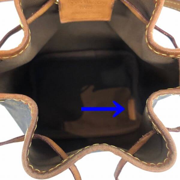 LOUIS VUITTON/ルイヴィトン ショルダーバッグ ナノ ノエ M41346 モノグラム シリアルの場所(引きの画像)