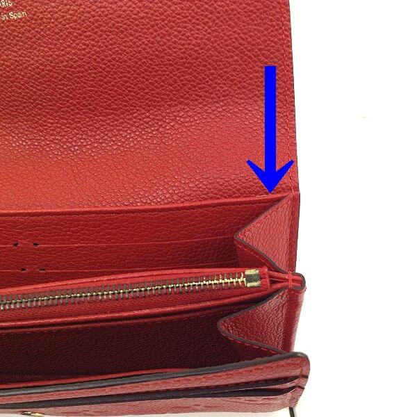 LOUIS VUITTON/ルイヴィトン ホック式 財布 ポルトフォイユ・サラ M61181 モノグラム・アンプラント シリアルの場所(引きの画像)